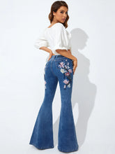 Floral Embroidery Flare Leg Jeans